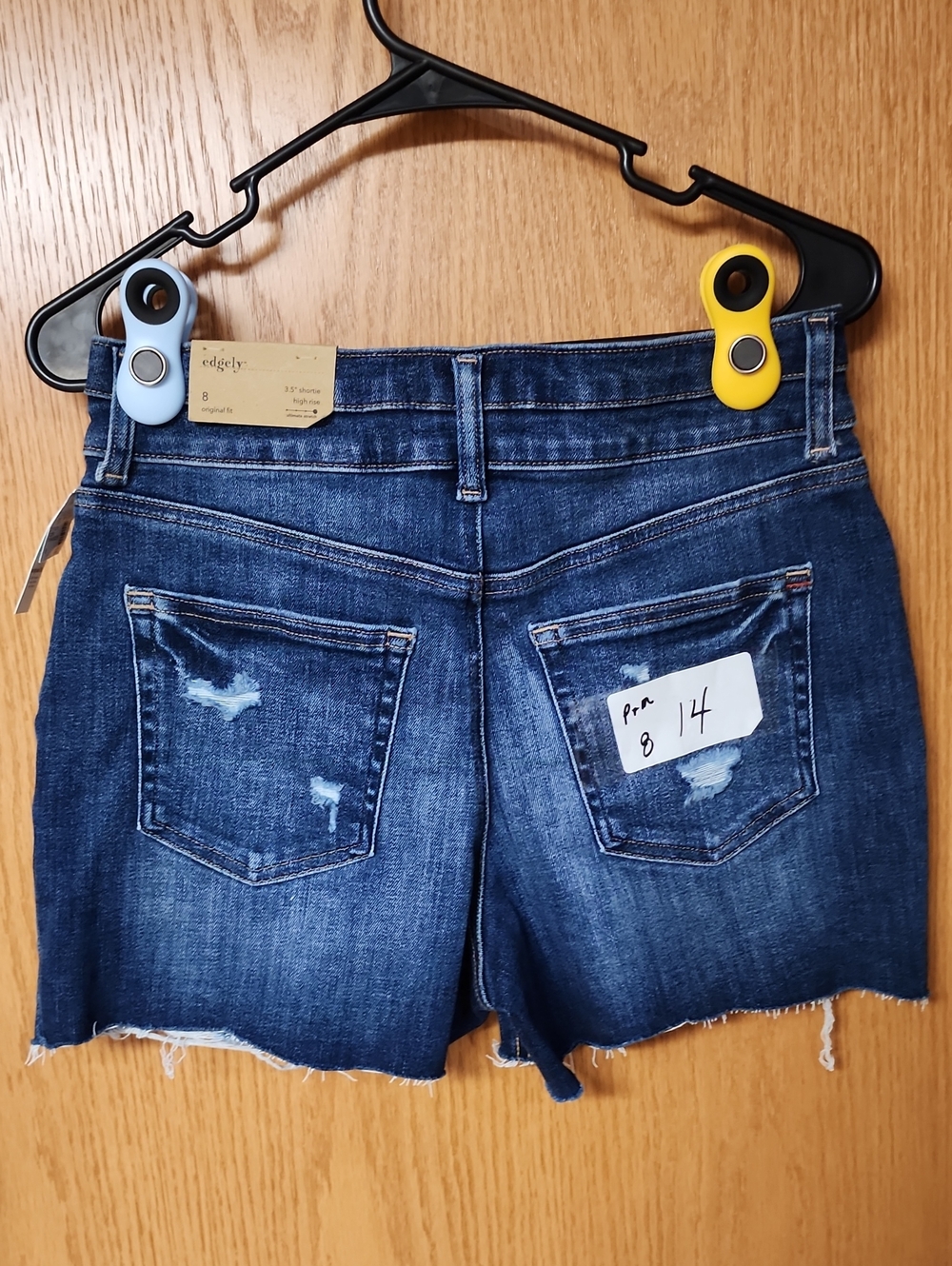 Edgely Blue Distressed Denim Cutoff Shorts womens 8 nwt number 14